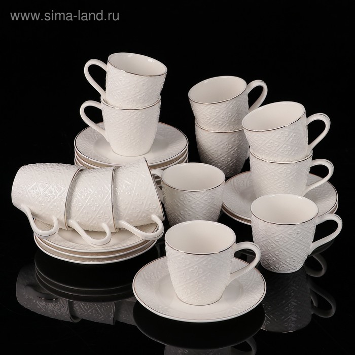 Сервиз керамический кофейный Доляна «Флоренц», 24 предмета: чашка 80 мл, блюдце - Фото 1
