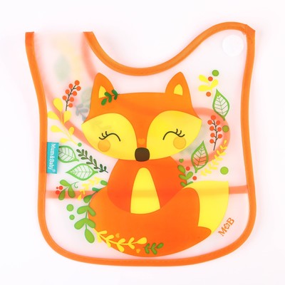 Нагрудник для кормления M&B «Лисичка Соня» непромокаемый на липучке, с карманом