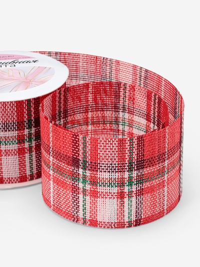 Лента текстильная «Клетка», 50 мм, 4.5±0.5 м, красная, белая