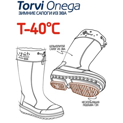 Женские зимние сапоги Torvi Онега ЭВА+ТЭП, 4-слойный вкладыш -40С, цвет синий, размер 40-41