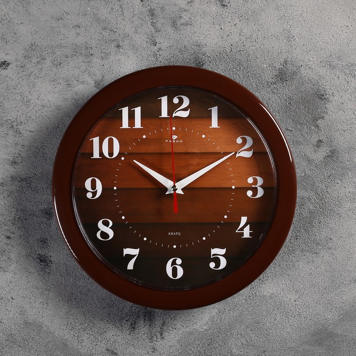Часы настенные, интерьерные "Паркет", d-23 см, бесшумные, коричневый корпус