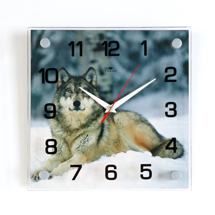 Часы настенные, интерьерные "Волк", бесшумные, 25 х 25 см - Фото 1
