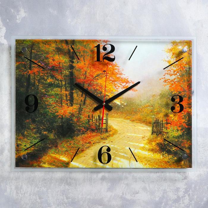 Часы-картина настенные, серия: Природа, "Осенняя дорога", 40х56 см - фото 1905419043