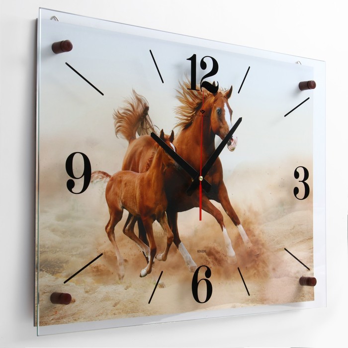 Часы настенные, интерьерные "Лошадь с жеребёнком", бесшумные, 40 х 56 см - фото 1905419047
