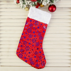 Носок для подарков "Красный с синими снежинками" 19х42 см, красный - фото 10919477