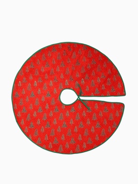 Коврик под ёлку «Ёлочки в снежинках» d=75 см, красно-зелёный
