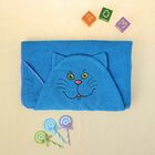 Полотенце-накидка махровое «Котик», размер 75×125 см, цвет голубой, хлопок, 300 г/м² - фото 317999052