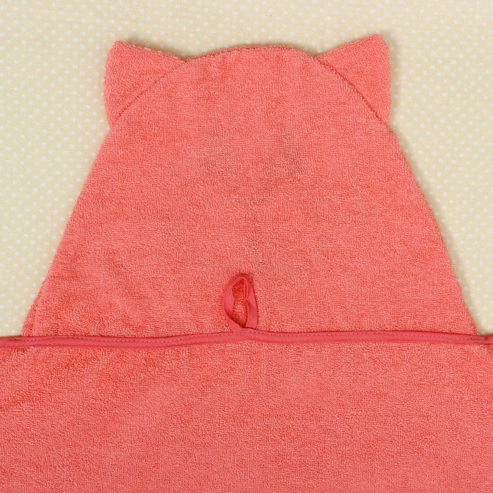 Полотенце-накидка махровое «Котик», размер 75×125 см, цвет персиковый, хлопок, 300 г/м² - фото 1908325825