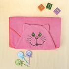 Полотенце-накидка махровое «Котик», размер 75×125 см, цвет розовый, хлопок, 300 г/м² - фото 3684103