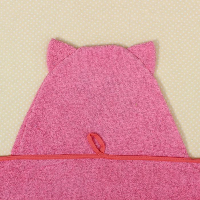 Полотенце-накидка махровое «Котик», размер 75×125 см, цвет розовый, хлопок, 300 г/м² - фото 1908325830