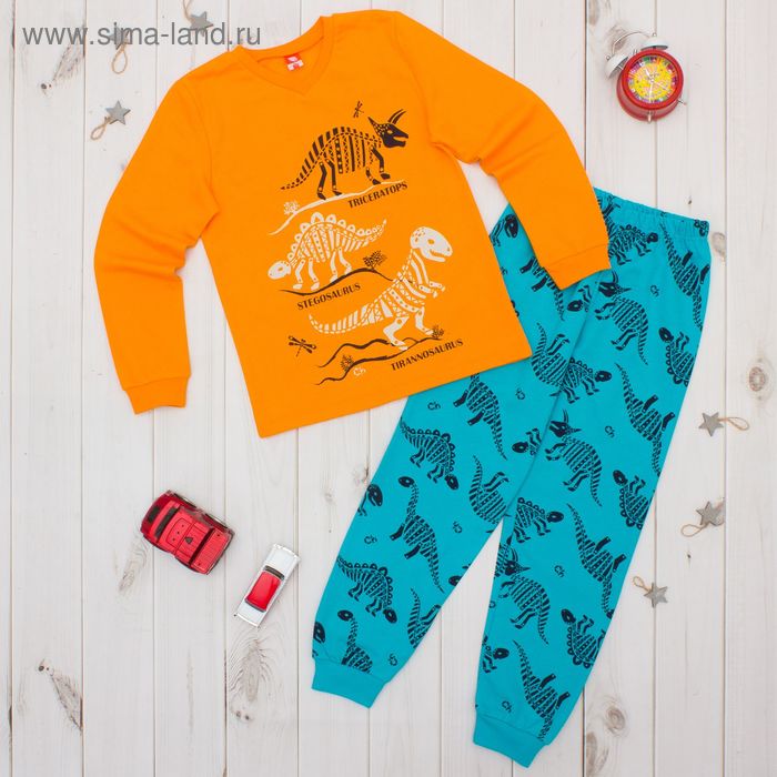 Пижама для мальчика, рост 128 см, цвет оранжевый - Фото 1