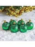 Ёлочные игрушки «Флёр», шары новогодние, набор 6 шт., d=5 см, зелёный - Фото 2