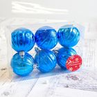 Набор шаров пластик d-6 см, 6 шт "Кружочки" синий - Фото 2