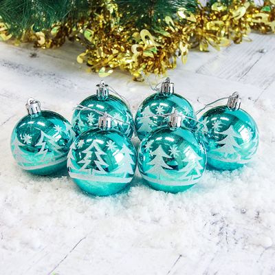 Ёлочные игрушки «Ёлочки в лесу», шары новогодние, набор d=6 см, 6 шт.