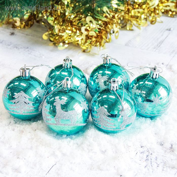 Набор ёлочных шаров «Гордый олень» 6 шт., d=6 см - Фото 1