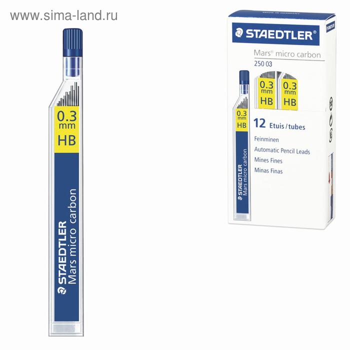 Грифели для механических карандашей 0.3 мм Staedtler Mars micro HB 12 штук 250 03-HB - Фото 1