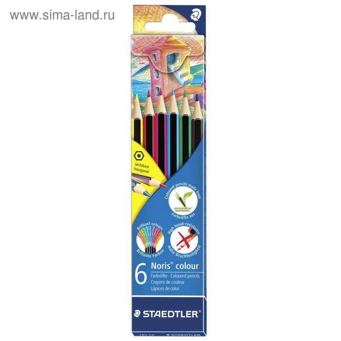 Карандаши 6 цветов Staedtler Noris Color Ecology, заточенные - Фото 1