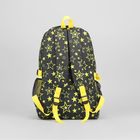 Рюкзак молодёжный на молнии, 3 отдела, 2 наружных кармана, 2 боковых кармана, цвет чёрный/жёлтый - Фото 3