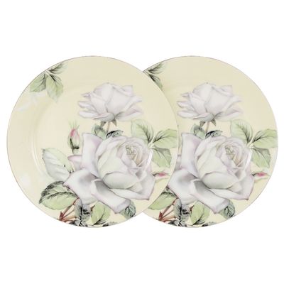 Набор из 2-х десертных тарелок «Белые розы»