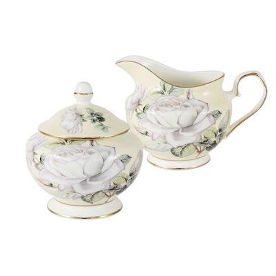 Набор: сахарница, молочник «Белые розы»