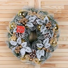 Венок новогодний d=34 см «Зимнее волшебство. Шишки и листья», в снегу - Фото 4