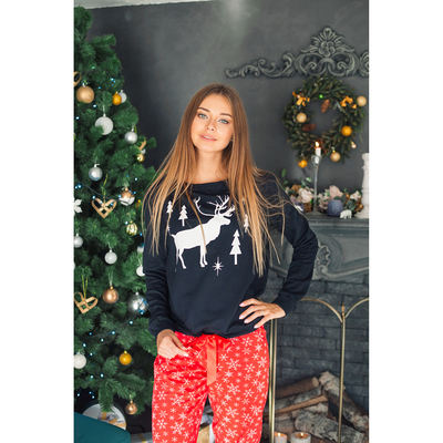 Толстовка женская KAFTAN "Новый год!", чёрный, размер 50-52, 100% хлопок