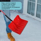 Лопата для уборки снега, пластиковый ковш 340×500 мм, оцинкованная планка, алюминиевый черенок, с ручкой - Фото 4