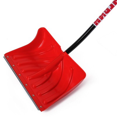 Лопата для уборки снега, пластиковый ковш 340×500 мм, оцинкованная планка, алюминиевый черенок, с ручкой