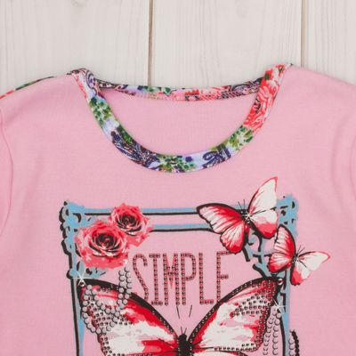 Платье для девочки "Дефиле", рост 98 см (52), цвет розовый, принт цветы ДПД421067н