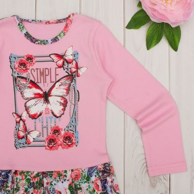 Платье для девочки "Дефиле", рост 98 см (52), цвет розовый, принт цветы ДПД421067н