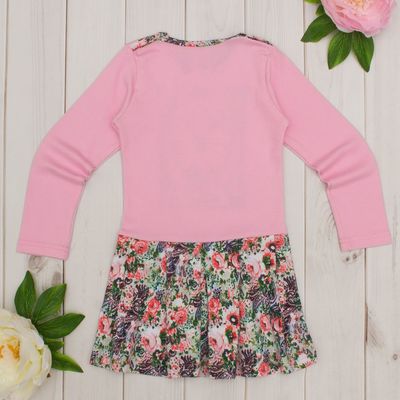 Платье для девочки "Дефиле", рост 98 см (52), цвет розовый, принт цветы ДПД421067н