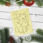 Фреска-открытка "С Новым годом!" Коты аристократы + 9 цветов песка по 2 гр, блестки 2 гр - Фото 4