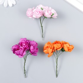 Декор для творчества "Чайные розы" (набор-букет 6 цветков) 9,5 см d=3 см МИКС