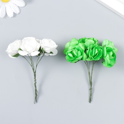 Декор для творчества "Чайные розы" (набор-букет 6 цветков) 9,5 см d=3 см МИКС