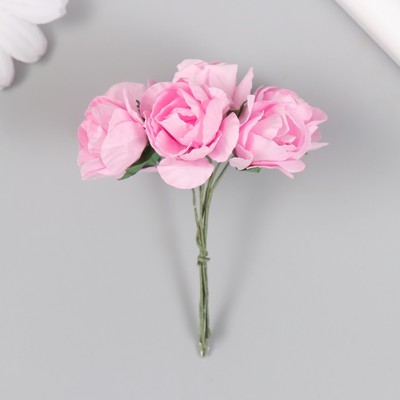 Декор для творчества "Чайные розы" (набор-букет 6 цветков) 9,5 см d=3 см МИКС