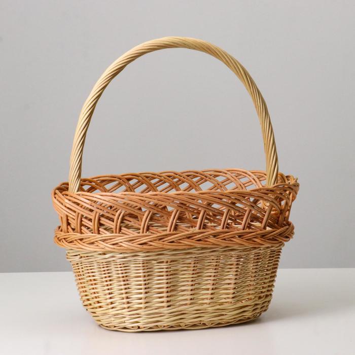 Корзинка «Ажур», 2,5-3 л, дно 12х20 см, верх 17х25 см, Н= 17/32 см, ива - Фото 1