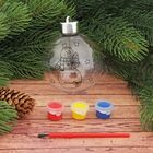 Новогоднее ёлочное украшение под роспись «Шар со Снеговиком и ёлочкой» шар: 8×9,5 см + краски - Фото 1