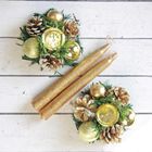 Свеча новогодняя с подсвечником «Золотые шары и шишки», набор 4 шт., 3.5×15×11 см - Фото 2