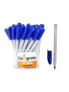 Ручка шариковая Calligrata, синий стержень, узел 1.0 мм, серый треугольный корпус с синим колпачком - Фото 2