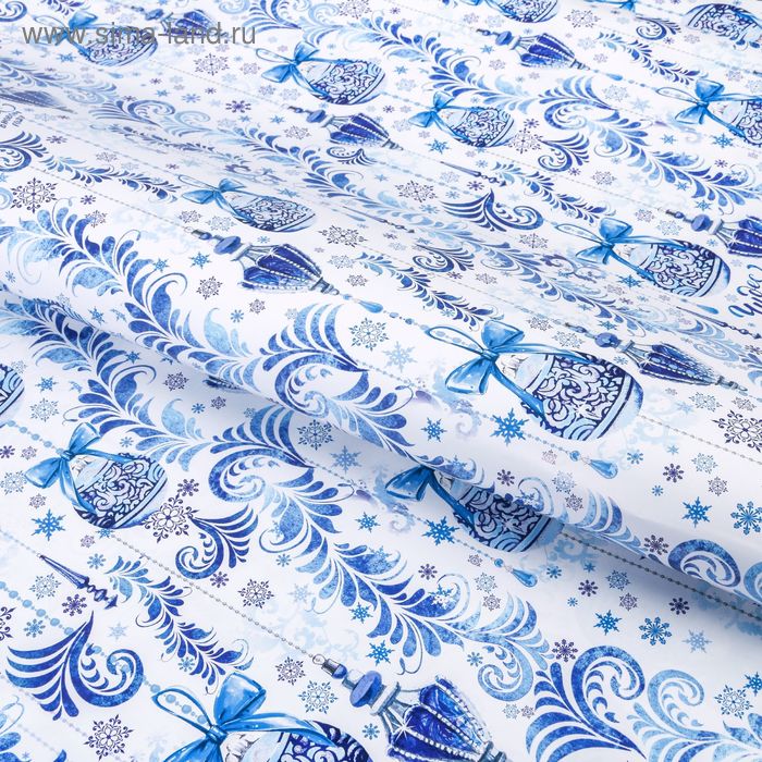 Бумага упаковочная глянцевая «Узоры»,70 × 100 см - Фото 1