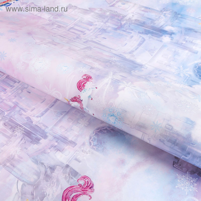 Бумага упаковочная глянцевая "Сказочный единорог",70х100 см - Фото 1