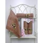 Комплект полотенец MERZUKA махр.в кор 50x90/70х140 2шт SAKURA коричневый хл.460г/м - Фото 1