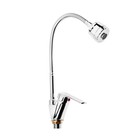 Смеситель для кухни Accoona A4868, однорычажный, гибкий излив, с гайкой, силумин, хром - Фото 2