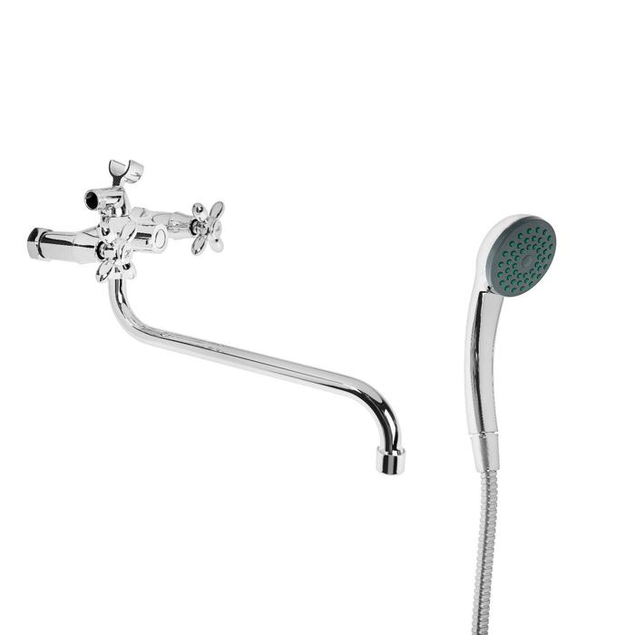 Cмеситель для ванны Accoona A7178, двухвентильный, с душевым набором, латунь, хром - Фото 1