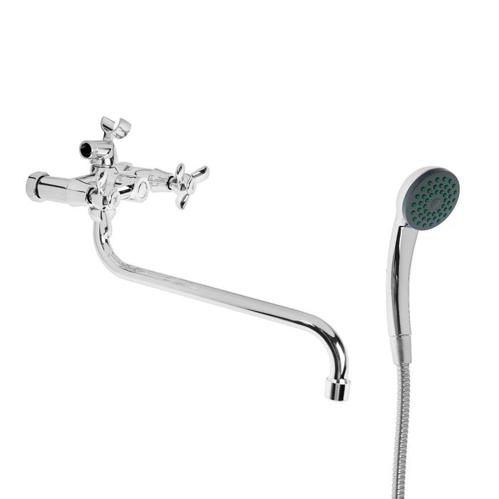 Cмеситель для ванны Accoona A7179, двухвентильный, с душевым набором, латунь, хром - фото 2049746
