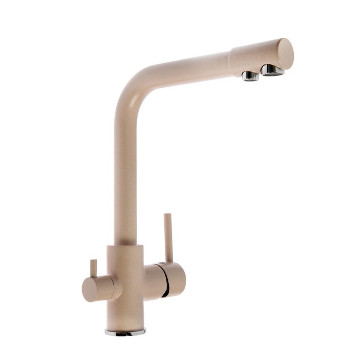 Смеситель для кухни Accoona A5179-4E, с выходом для питьевой воды, латунь, бежевый - Фото 1