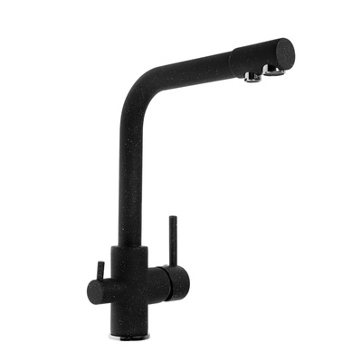 Смеситель для кухни Accoona A5179-4F, с выходом для питьевой воды, латунь, черный