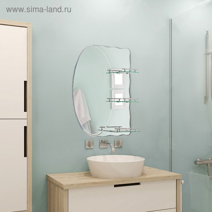 Зеркало в ванную комнату 80×70 см Ассоona A603, 3 полки