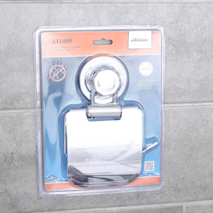 Держатель для туалетной бумаги на вакуумной присоске Accoona A11405, цвет хром - фото 1899545514