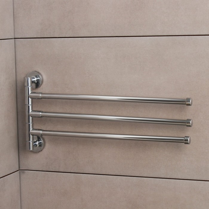 Держатель для полотенец с тремя поворотными панелями Accoona A121-3, хром - Фото 1